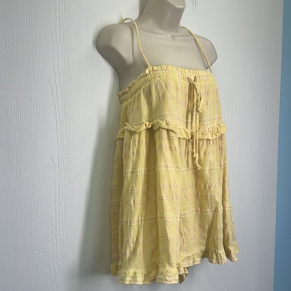 Urban Outfitters - Ruffle Me Yellow Gingham Spaghetti Strap Short Romper SZ XS - Picture 3 of 11